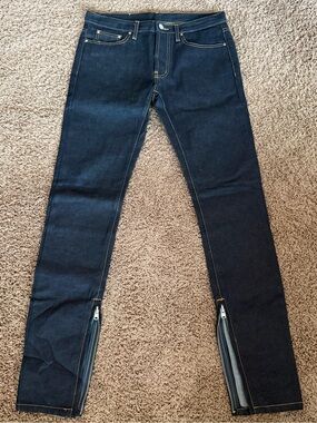 MNML Dark Blue Slim Jeans with Ankle Zippers